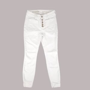 Pilcro Anthropologie White High-Rise Button-Fly Skinny Denim Pants Jeans